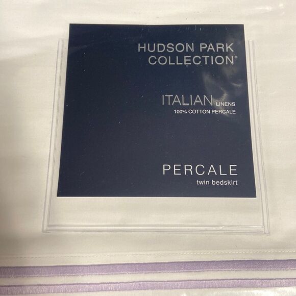 HUDSON PARK COLLECTION Italian Percale Twin Bedskirt, white/ Lavander - Picture 2 of 3